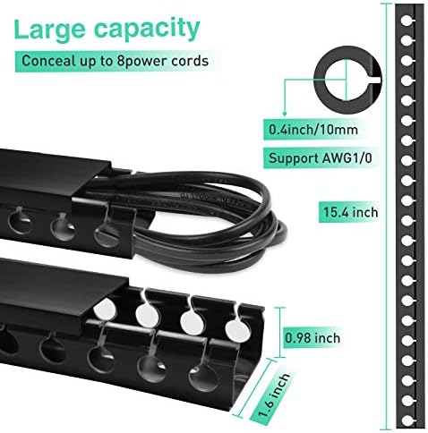 ENONCI Cable Raceway 77in Wire Covers Under Desk Cable Management 5-Pack - Image 3