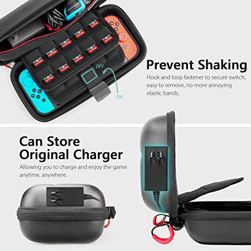 Vamson Carrying Case for Nintendo Switch/Switch OLED, Hard Shell Travel Protective Case Fit Original Charger AC Adapter Accessories, Storage Messenger Bag Backpack with Strap Holds 30 Game Cards VP816 - Image 5