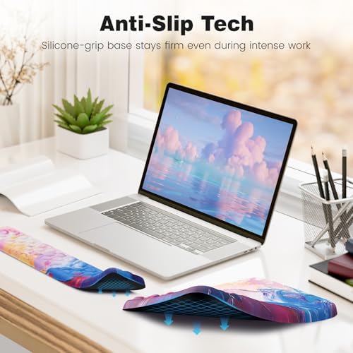 Ospelelf Ergonomic Wrist Rest for Computer Keyboard Pad, Large Arm Rest Wrist Support for Mouse, Relieve Wrist Pain, Multicolored - Image 4