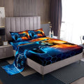 Feelyou Kids Boys Blue Red Gamer Bed Sheets Set Full Size, Honeycomb Gaming Sheets with Deep Pocket Fitted for Lightning Gamepad Sheet Set Game Bedding Set Soft 4Pcs by Feelyou
