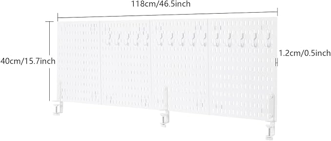 Desk Pegboard, Plastic Privacy Divider & Desk Partition Panel, Office Accessory Organizer No-Drill Mounted Pegboard for Home, Office, Gaming (White, Clamp-on) - Image 6