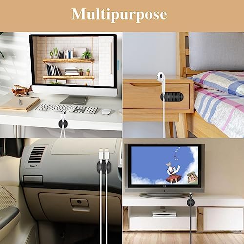 Shintop 16pcs Cord Organizer for Nightstand Phone Charger Cables (Black) - Image 6