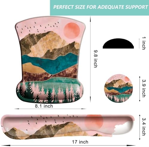 Keyboard Wrist Rest Pad Mouse Pad with Wrist Support Set of 3, Gaming Mousepad with Non-Slip Rubber Base, Ergonomic Memory Foam Mouse Cushion Support for Home Office Laptop Computer, Sunrise - Image 6
