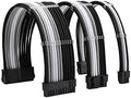 Formulamod PSU Cable Extension Kit 18AWG Sleeved, 24 Pin ATX + 8 Pin EPS + Dual 8 Pin PCI-E, Custom PC Cable Extensions with Combs for Clean Cable Management & Gaming PC Build (Black Silver White) by Formulamod