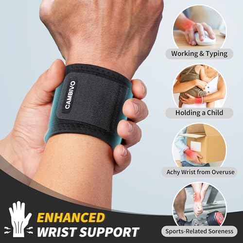 CAMBIVO 2 Pack Wrist Brace for Carpal Tunnel with wraps, Black | Wrist Support, Adjustable Wrist Wraps for Weightlifting, Tendonitis, Pain Relief, Sleeping, Night, Gym, Neoprene, Both Hands - Image 4