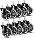Office Chair Caster Wheels Replacement 3 Inch Roller Blade, 10 Packs | Heavy Duty Quiet No Scratch Rubber Gaming Chair Wheel for Hardwood Floor Carpet, 11mm Universal Fit/Not Fit 1KEA by TESUMI