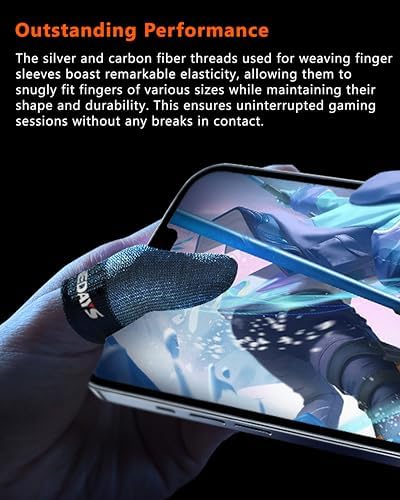 ACEDAYS Gaming Finger Sleeves,100% Visible Silver Fibers,Just Right Pressure/Breathable/Sweatproof,Gaming Gloves for PUBG Mobile/Knives Out/Call of Duty Mobile（10pcs） M - Image 6