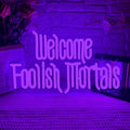 Welcome Foolish Mortals Neon Sign,Dimmable Spooky Gothic Purple Haunted Mansion Coffin LED Neon Signs for Wall Decor,USB Powered Led Neon Light for Haunted House Man Cave Halloween Party Birthday Gifts by Unknown