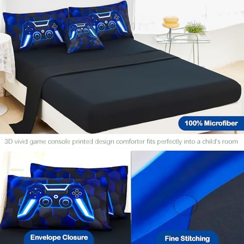 URBONUR Blue Gaming Comforter Set for Boys Queen Size 6 Pieces - Image 6