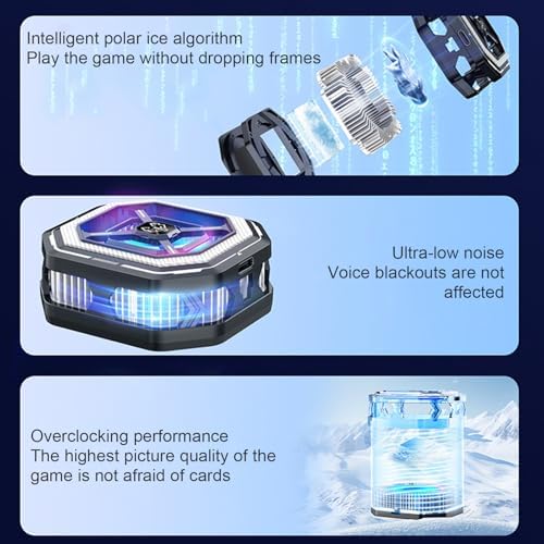 / Clip On 2 in 1 Cellphone Coolers Cellphone Radiator 2 Gear Temperature Control LED Light Cooling Fan - Image 6