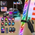Nilight RGB LED Whip Light 2PCS 4FT with 8 Rock Lights Combo by Nilight