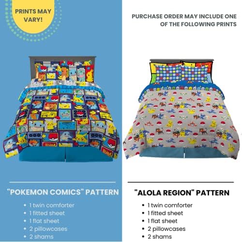 Pokémon Pikachu Full Size Bedding Set – Kids Bedding Super Soft Cozy Reversible Comforter and Sheet Set with Sham, 7 Piece Full Size, (Officially Licensed Product) by Franco - Image 2