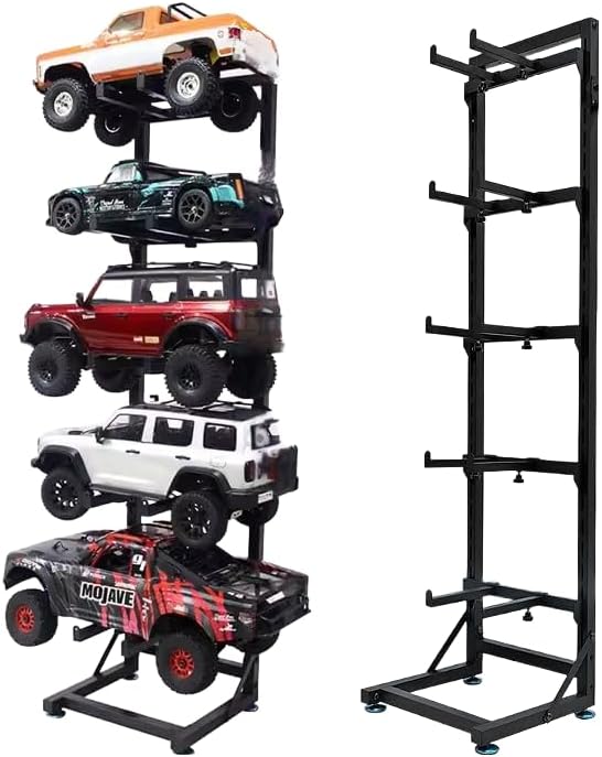 RC Car Stand,Adjustable Display & Storage - 5-Layer for Large 1/10+ RC Cars/Trucks, 3-Layer for 1/16- Small Models, Heavy-Duty High Capacity (5-Layer) by Unknown