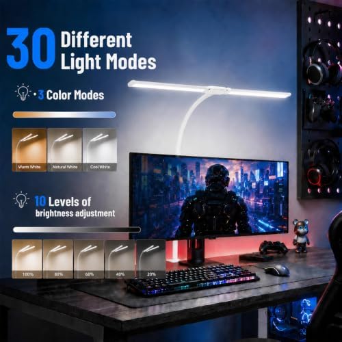 Desk Lamps for Home Office, Computer Light Bar, Double Head, White - Image 2