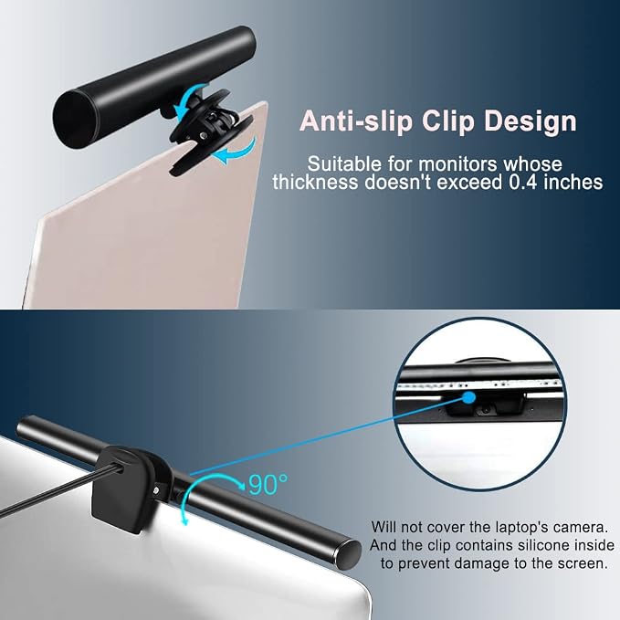 skybess Monitor Lamp Bar for Laptop, USB e-Reading LED Monitor Light Screenbar Task Light for Office/Home, Adjustable Brightness/Color Temperature, No Screen Glare for Eye Protection, Save Space - Image 6