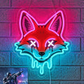 Cyberpunk Fox Neon Sign, Pink & Ice Blue LED Light for Wall Decor by AuraCraft
