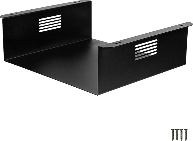 Ilyapa Under Desk CPU Mount, Steel Under Desk Computer Mount Vented Sides, PC Wall Storage, Laptop Stand, Shelf for Office Storage, 4x12x11 Inches by Ilyapa