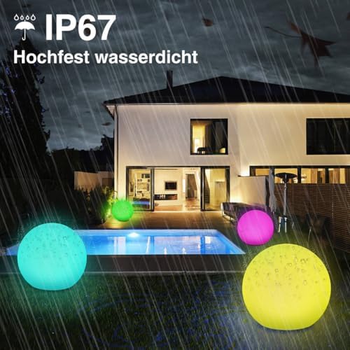 infray 12-Inch LED Ball Light, Solar Rechargeable Globe Light Color Changing Solar Globe Lamp IP67 Waterproof Outdoor Garden RGB Orb Light for Patio Pool Yard Bar Party Decorative Lighting - Image 3