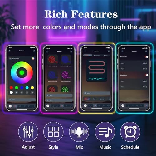 20Ft Neon Rope Lights,Flexible Led Rope Lights Control with App/Remote,Multiple Modes Rope Lights,IP65 Outdoor Waterproof,Music Sync Light Strip for Bedroom - Image 7