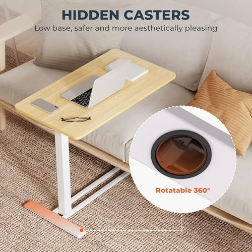 28'' Medical Overbed Bedside Table with Wheels,Rolling Table - Image 6