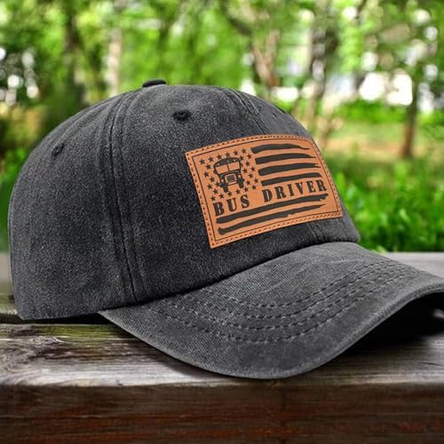 Hat for Men Women, Baseball Cap Gifts for Men Women, Adjustable Cotton Leather Patch Trucker Baseball Cap - Image 2