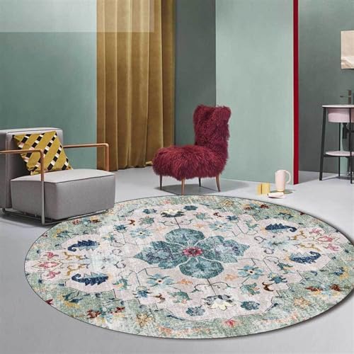 Office Chair Mat for Hardwood Floor, Vintage Computer Gaming Rolling Low Pile Carpet Floor Chair Mat, Anti-Slip Backing Round Desk Rug Floor Mat for Home - Image 2