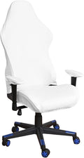 Waterproof PU Leather Gaming Chair Cover, Ergonomic Office Computer Game Chair Slipcovers, 4pcs Set Anti-Slip Stretchy Covers for Reclining Racing Gaming Chair (White) by Unknown