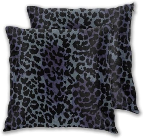 Cheetah Print Pillowcase Set of 2 Black Leopard Animal Texture Throw Pillow Covers Shells for Couch Office Bedroom Home Decoration, 16"X16" by Abucaky