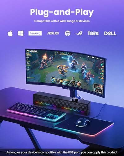 PC Speakers - 2 in 1 Detachable Computer Speakers with LED for Dynamic and Cool Gaming - Gaming Speakers with USB Cable for Desktop PC, Monitor, Laptop, Gaming Equipment - Image 6