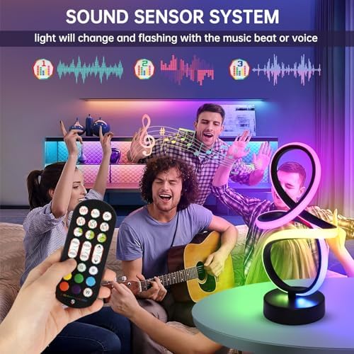 EIDISUNY Modern RGB Table Lamps, Multicolor Changing Spiral Bedside Lamp with Remote&APP, Cool Table Lamp, Dimmable LED Nightstand Lamp with Music Rhythm Modes for Bedroom, Living Room, Black(2 Pack) - Image 6