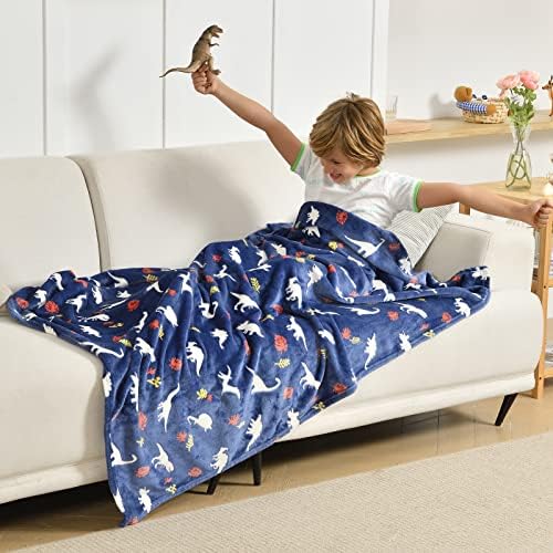 SOCHOW Glow in The Dark Dinosaur Throw Blanket 50 x 60 Inches, Navy Blue - Image 5