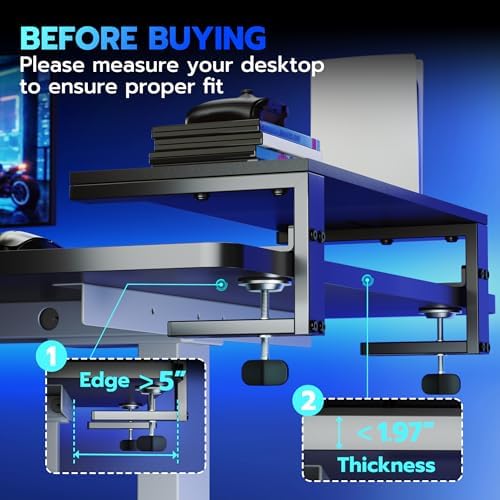 ARES WING Clamp-On 21.7" Desk Extender Shelf, Heavy Duty Desktop Organizer - Image 5