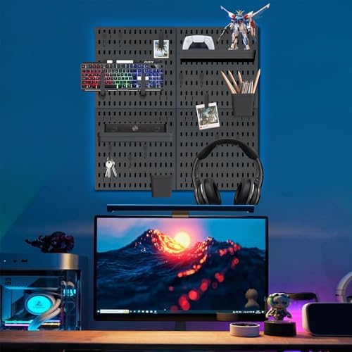 SHGJ&SOFT Peg Board Wall Organizer Panels, 22pcs - Includes 4 Black Pegboards & Accessories, Plastic Pegboard for Home，Office, Craft Room, Gaming Setup, 24″×24″, Wall Mount Display Pegboard Panel Kits - Image 6