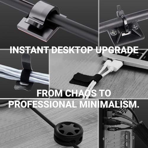 Hexcal 288-Piece Cable Management Kit - All-in-One Desk Organizer Set with Cable Sleeves, Silicone Clips, and Adhesive Ties - Premium Wire Management for Home Office, Gaming, and PC Building - Black - Image 4