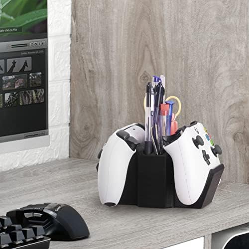Game Controller Holder & Desktop Pen Organizer Stand With Ten Slots for Pens, Pencils, Stationery, Craft Tools & More - Universal Design for PS5 XBOX SERIES X ONE PS4 SWITCH PC Gamepads - D05 - Black - Image 7