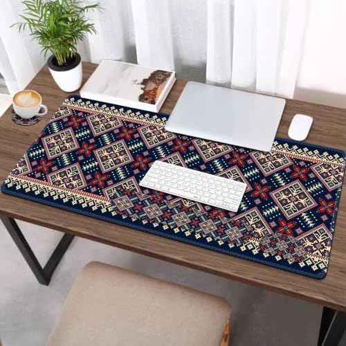 AIMSA Desk Mat Set Bohemian, Large Mouse Pad + Mouse Wrist Rest + Keyboard Wrist Support + Coaster, Navy Blue Gaming Mouse Pad Combo for Home Office - Image 2