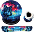 Keyboard Wrist Rest and Mouse Pad Wrist Support Set with Coaster,Comfortable for Easy Typing,Pain Relief,Memory Foam Keyboard Pad Set for Laptop Mac,Forest Wolf by Unknown