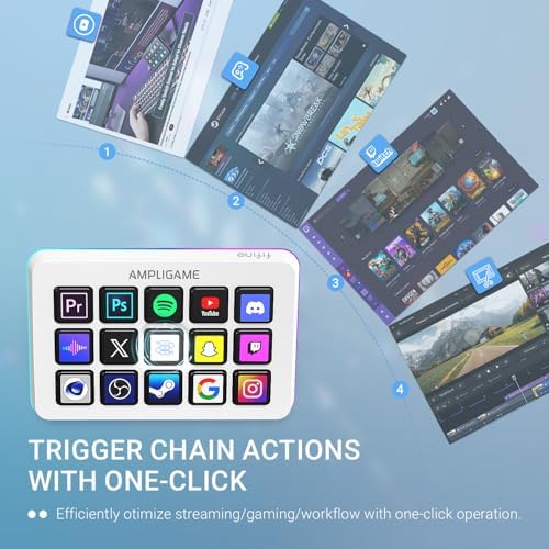FIFINE AmpliGame Gaming Controller with 15 Shortcuts for OBS Streaming Studio with Macro Keys, Trigger Actions, PC Media RGB Controller for Content Creation/Office Work-D6 White - Image 2