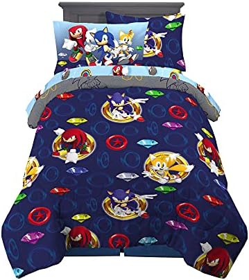 Franco Kids Bedding Super Soft Comforter and Sheet Set with Sham, 5 Piece Twin Size, Sonic The Hedgehog, Anime by Franco