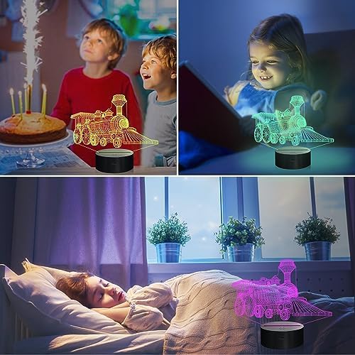 Attivolife Train 3D Gifts Lamp, Illusion Hologram Night Light with Timer Remote Control 16 Colors Changing, Kids Bedroom Decor Novelty Birthday Present for Train Model Collector Girl Boy Men - Image 5