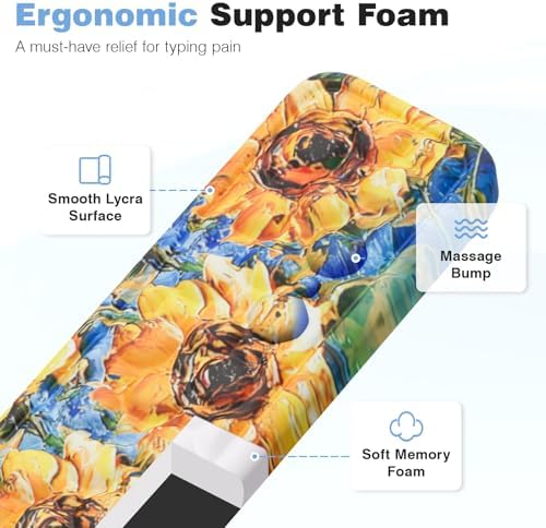 Ospelelf 3 in1 Ergonomic Wrist Rest Pad for Computer Keyboard and Mouse, Large Mouse Pad Set with Support for Office, Sunflower - Image 5