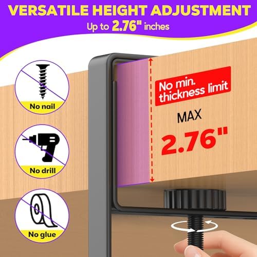 Large Under Desk Cable Management Tray, REFLYING 29.1" Cable Management Under Desk No Drill,Adjustable Clamp Cord Wire Organizer, Cord Hider for Standing Table, Wire Hider for Office,Home (Medium) - Image 3