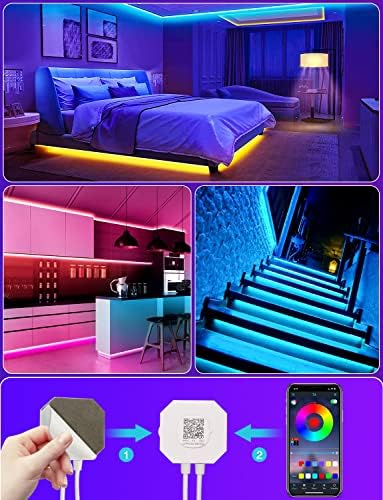 Daymeet Motion Sensor Under Bed Lights, 9.8ft RGB Motion Activated LED Strip Lights with Automatic Shut Off Timer App Control Cabinet Night Light Closet Lights for Hallway, Kitchen,Bedroom,Stair - Image 5
