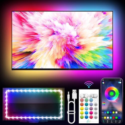 KANTUTOE LED Lights for TV, 16.4ft TV LED Backlight for 45-75 Inch TVs, RGB TV Backlight Behind with Music Sync, Smart APP and Button Control Strip Lights USB Powered for Bedroom/Gaming by KANTUTOE