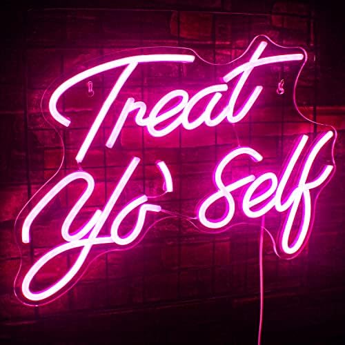 Treat Yourself Neon Sign Pink Led Word Neon Lights Party Gifts - Image 6