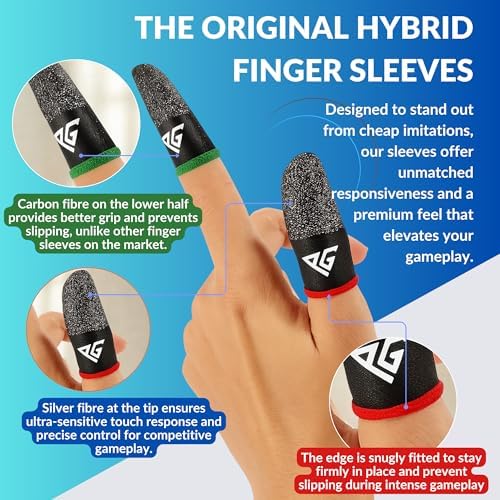 Finger Sleeves for Mobile Gaming, 3 Pairs Hybrid Carbon & Silver Fibre, Ultra Sensitive & Breathable 0.3 mm, Anti-Sweat, Anti-Dryness, Compatible with PUBG Mobile (Standard Size) - Image 2