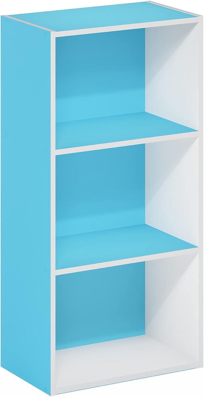 Furinno LUDER 3-Tier Book Shelf, Open Shelves Bookshelf, Light Blue/White - Image 6