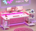 SEDETA Gaming Desk 70.8'' with LED Lights, Storage Shelves,Power Outlets by SEDETA