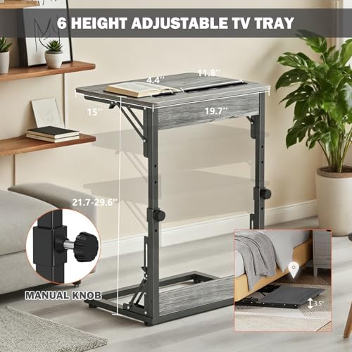 Folding TV Trays Set of 2, Adjustable Height TV Trays for Eating on Couch - Image 3