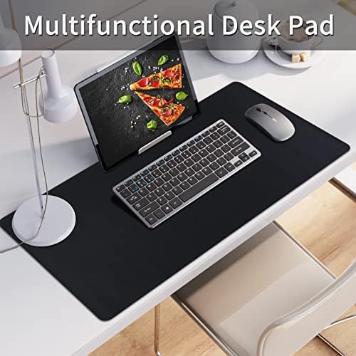 Leather Desk Pad, Mouse Pad, Non-Slip Desk Protector Mat, Leather Desk Blotter, Computer Desk Pad, Waterproof Desk Mat for Home Office and Decor - Black (31.5×15.7 Inches) - Image 2